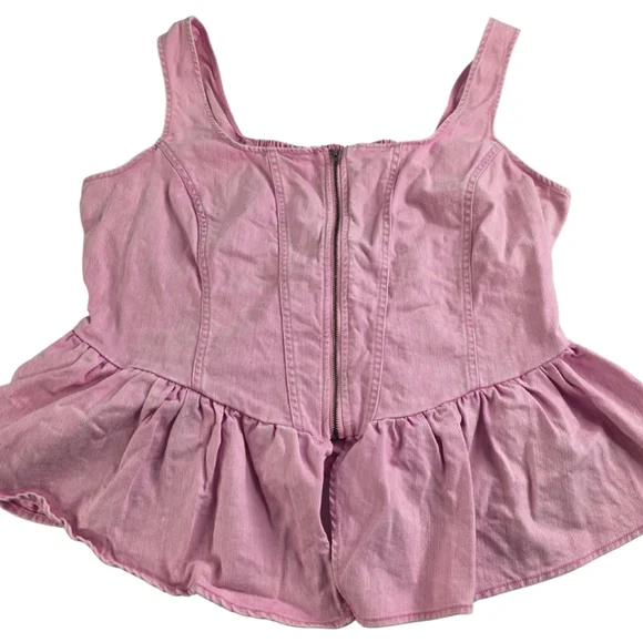 Future Collective W/Gabriella Sleeveless Denim Corset Top Sz L Pink 2887-BE - Picture 4 of 15